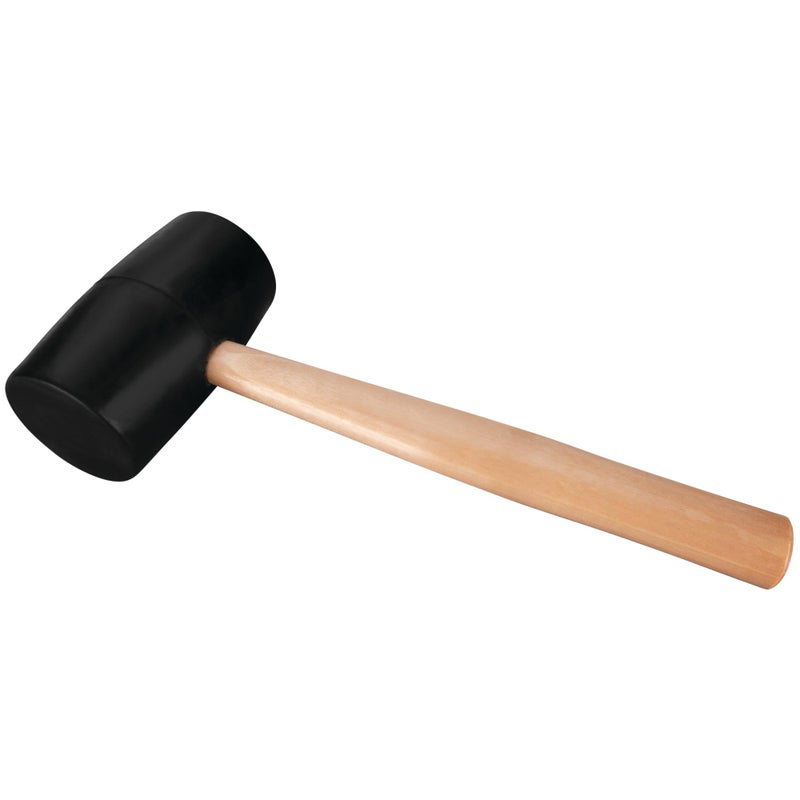 Performance Tool 1466 Durable Hard Rubber Head Mallet with Ergonomic Wood Handle for Woodworking Construction and DIY Projects