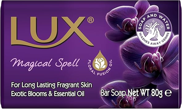 Lux صابون لكس البنفسجي السحري للجمال للعناية الفاخرة للوجه واليدين والجسم مدعوم لبشرة ناعمة ومتألقة صابون استحمام يومي لطيف برائحة منعشة للرجال والنساء 80 جرام × 6 - Image 3