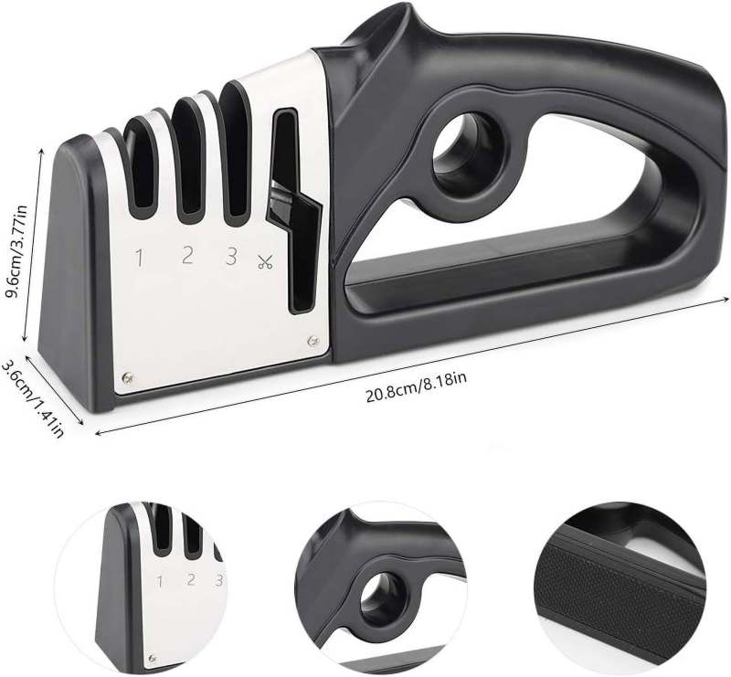 Knife Sharpener 4-Stage Sharpening System Restore Razor Sharpness In Seconds - 4-In-1 Versatility Ergonomic Non-Slip Design Portable Sharpener for Home Kitchen Outdoor Camping DIYers - Image 3