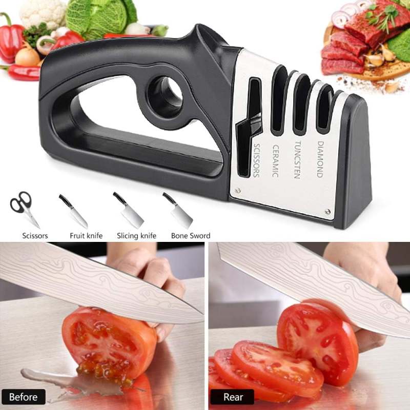 Knife Sharpener 4-Stage Sharpening System Restore Razor Sharpness In Seconds - 4-In-1 Versatility Ergonomic Non-Slip Design Portable Sharpener for Home Kitchen Outdoor Camping DIYers - Image 5