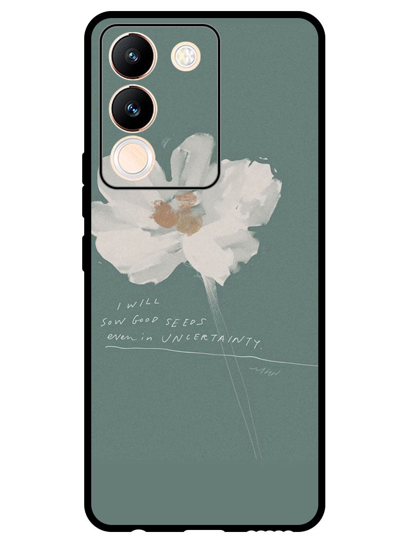 Theodor غطاء واقي مضاد للخدش ومقاوم للصدمات لهاتف فيفو Y200 زهور بيضاء (2) - Image 1