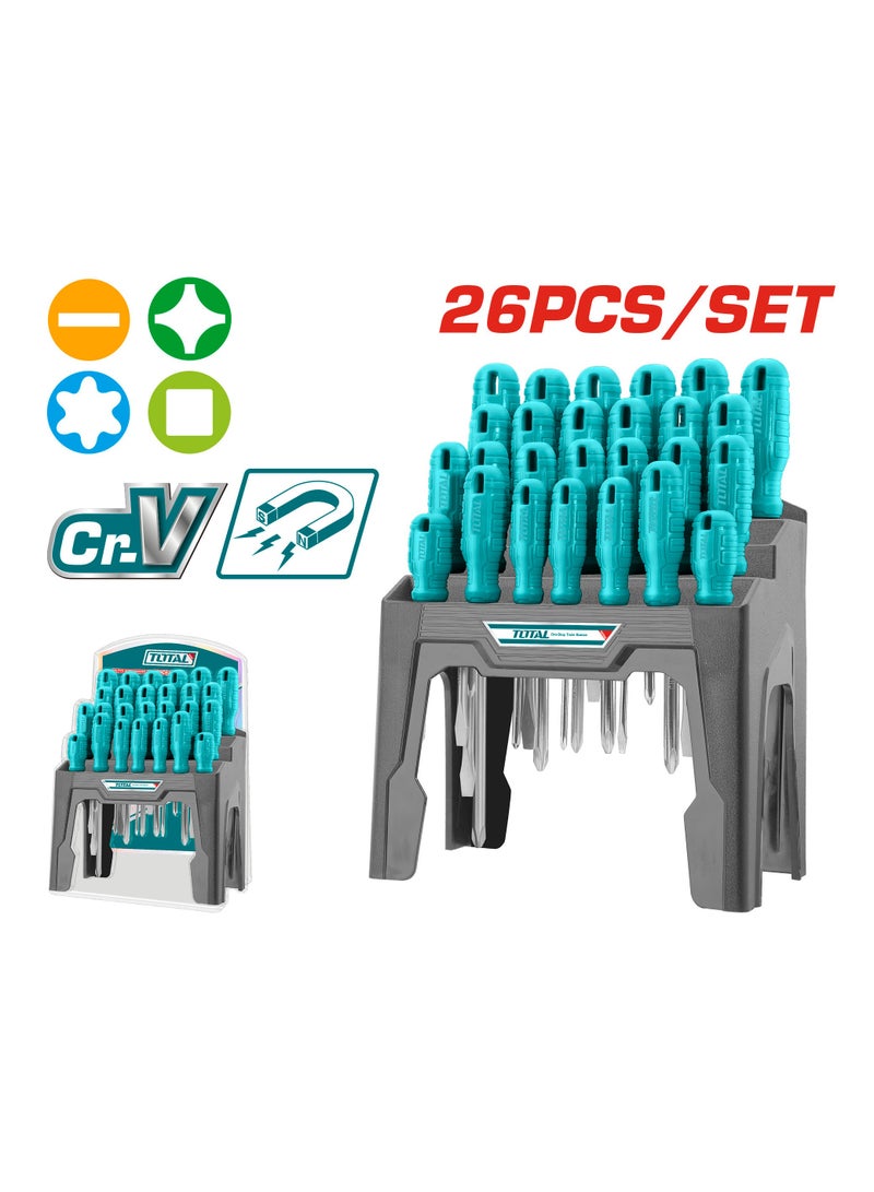 TOTAL 26 PCS Screwdriver Set-Teal Green/Silver THTDC252601