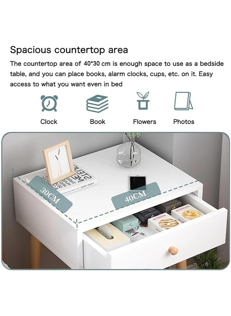 تابيت طاولة جنب السرير مع درج ، طاولة ليلية حديثة مع ساقين خشبية صلبة ، طاولة تخزين جنب السرير العملية ، أثاث غرفة النوم الأزياء (درج واحد) - Image 4