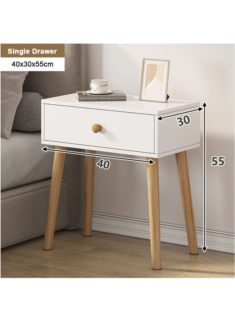 تابيت طاولة جنب السرير مع درج ، طاولة ليلية حديثة مع ساقين خشبية صلبة ، طاولة تخزين جنب السرير العملية ، أثاث غرفة النوم الأزياء (درج واحد) - Image 3