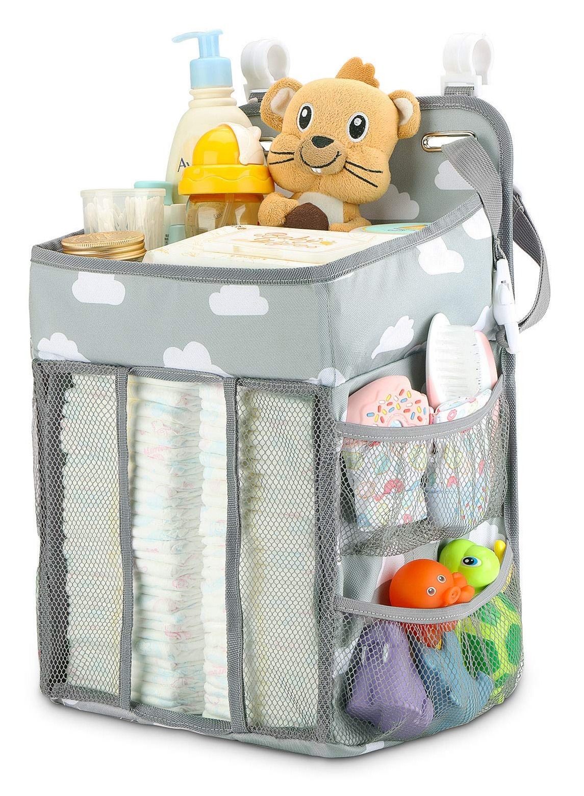 Baby Crib Hanging Bag anging Baby Diaper Caddy Multi-Function Storage Bag Organizer Diaper Stacker for Changing Table