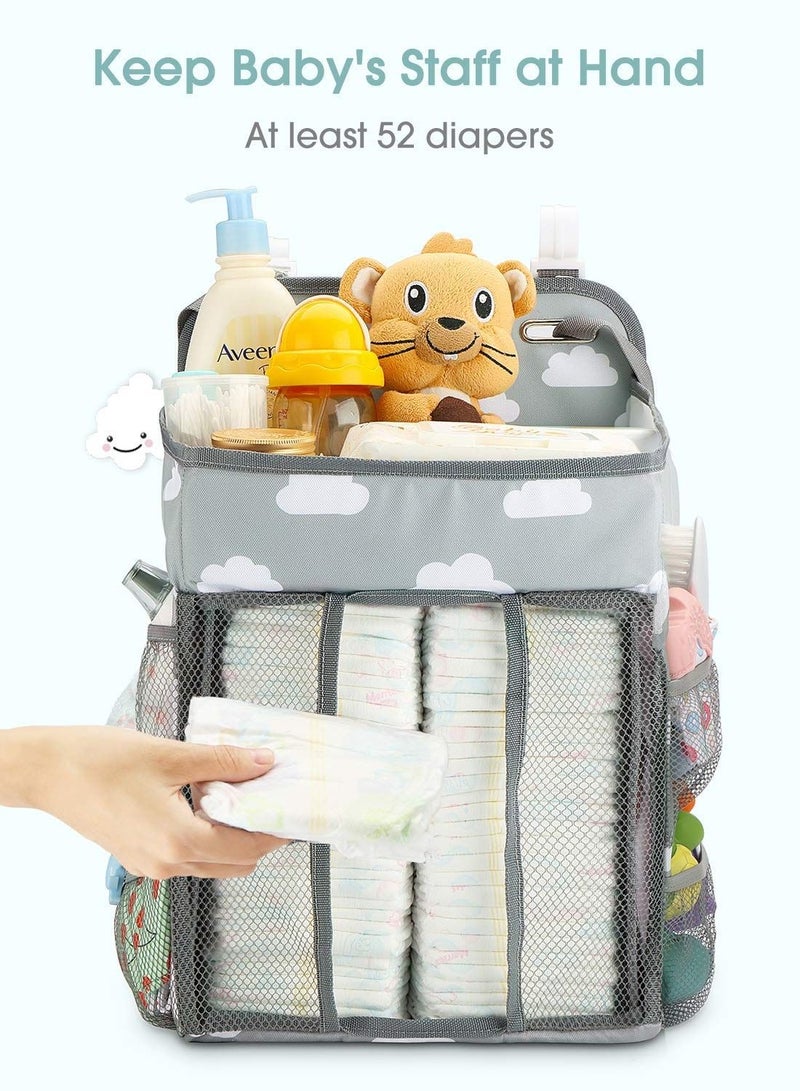 Baby Crib Hanging Bag anging Baby Diaper Caddy Multi-Function Storage Bag Organizer Diaper Stacker for Changing Table - Image 5