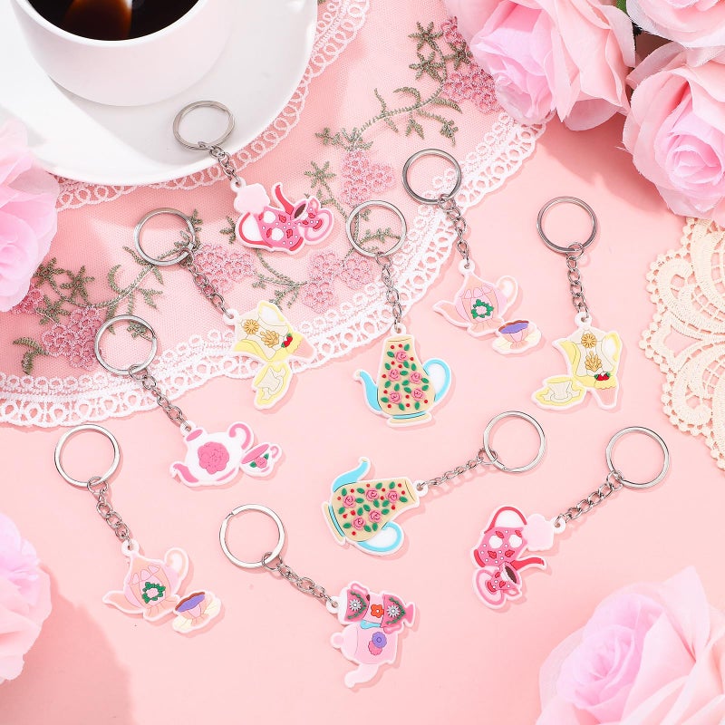 Quelay 24 Pcs Women Tea Party Favors Tea Party Keychains Spring Treatime Gathering Gifts Silicone Teapot Key Ring for Birthday Gifts Supplies - Image 2