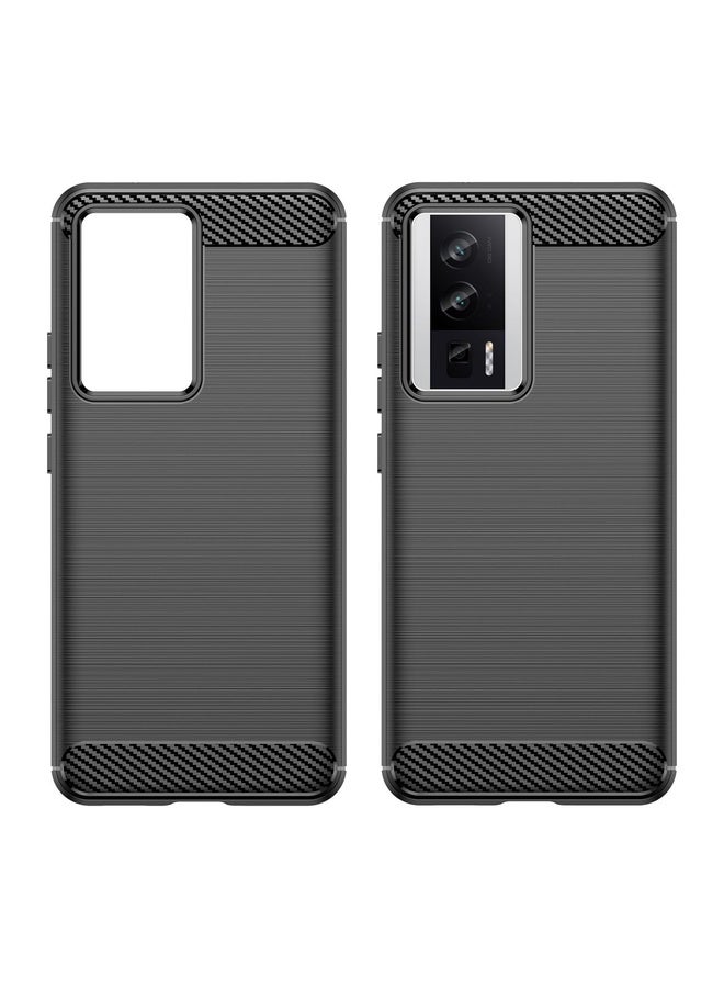 Case Cover For Xiaomi Redmi K60 Pro Brushed Texture Carbon Fiber TPU Phone Case(Black)
