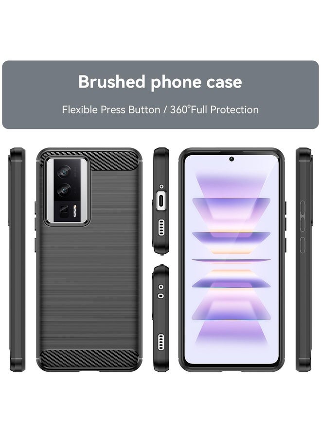 Case Cover For Xiaomi Redmi K60 Pro Brushed Texture Carbon Fiber TPU Phone Case(Black)