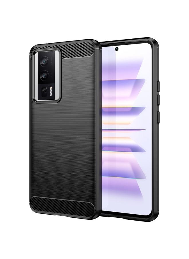 HuHa Case Cover For Xiaomi Redmi K60 Pro Brushed Texture Carbon Fiber TPU Phone Case Black 
