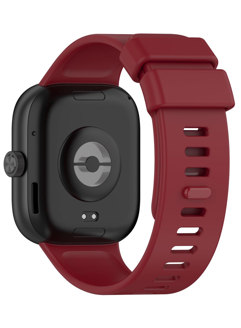 حزام متوافق مع ساعة Xiaomi Redmi Watch 4/Xiaomi Band 8 Pro، سوار للنساء والرجال، حزام سيليكون بديل قابل للتعديل (أحمر داكن) - Image 2