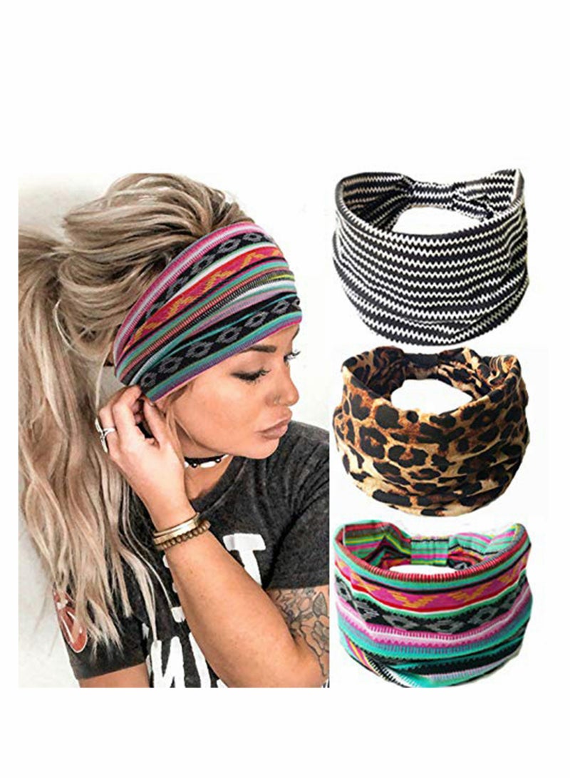إسكدنيا 3 Pcs Headbands Leopard Hair Bands Non Slip Twist - Image 1