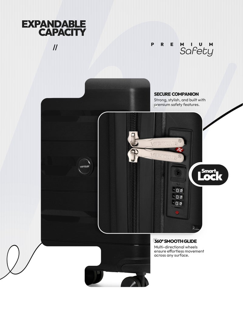 VIPTOUR PP Hardside Cabin Luggage – 360° Spinner Wheels, TSA Lock, Telescopic Handle - Image 5