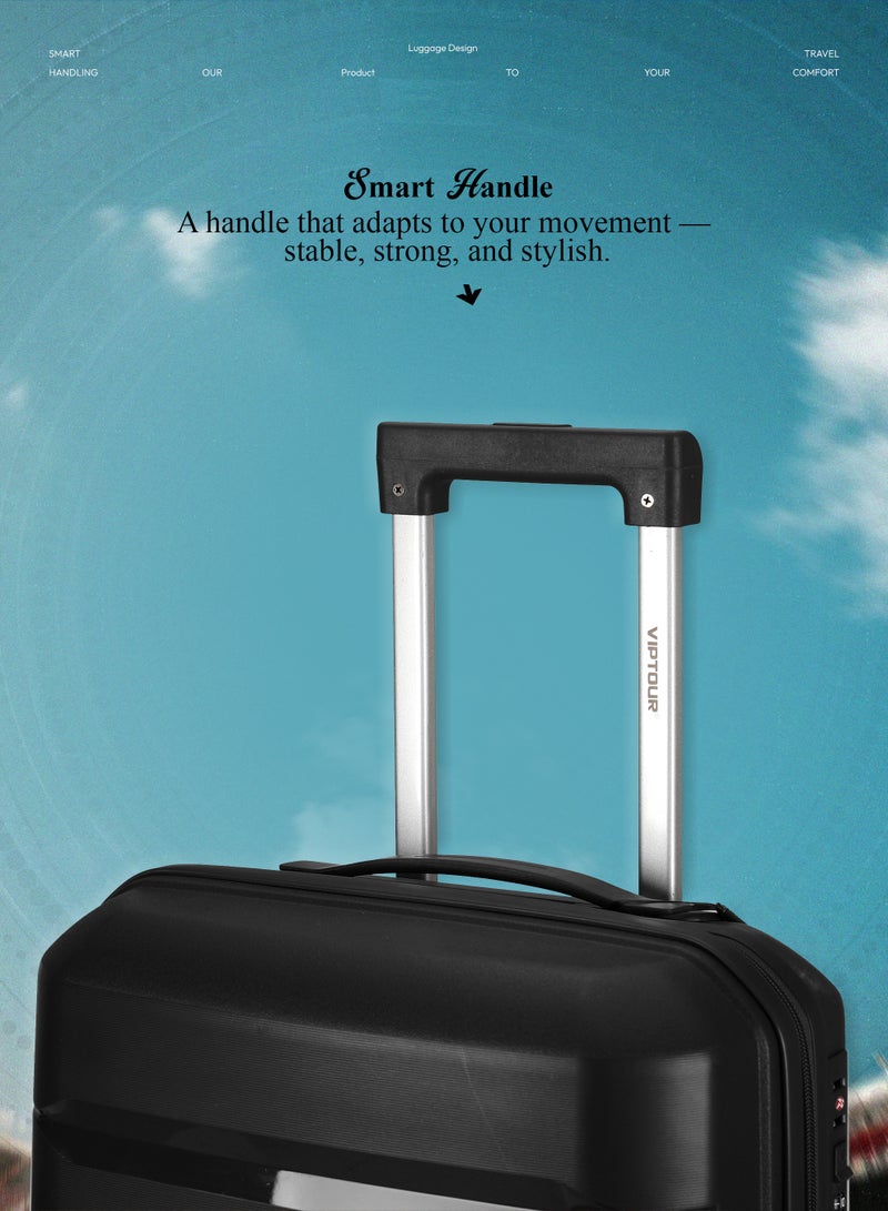 VIPTOUR PP Hardside Cabin Luggage – 360° Spinner Wheels, TSA Lock, Telescopic Handle - Image 3