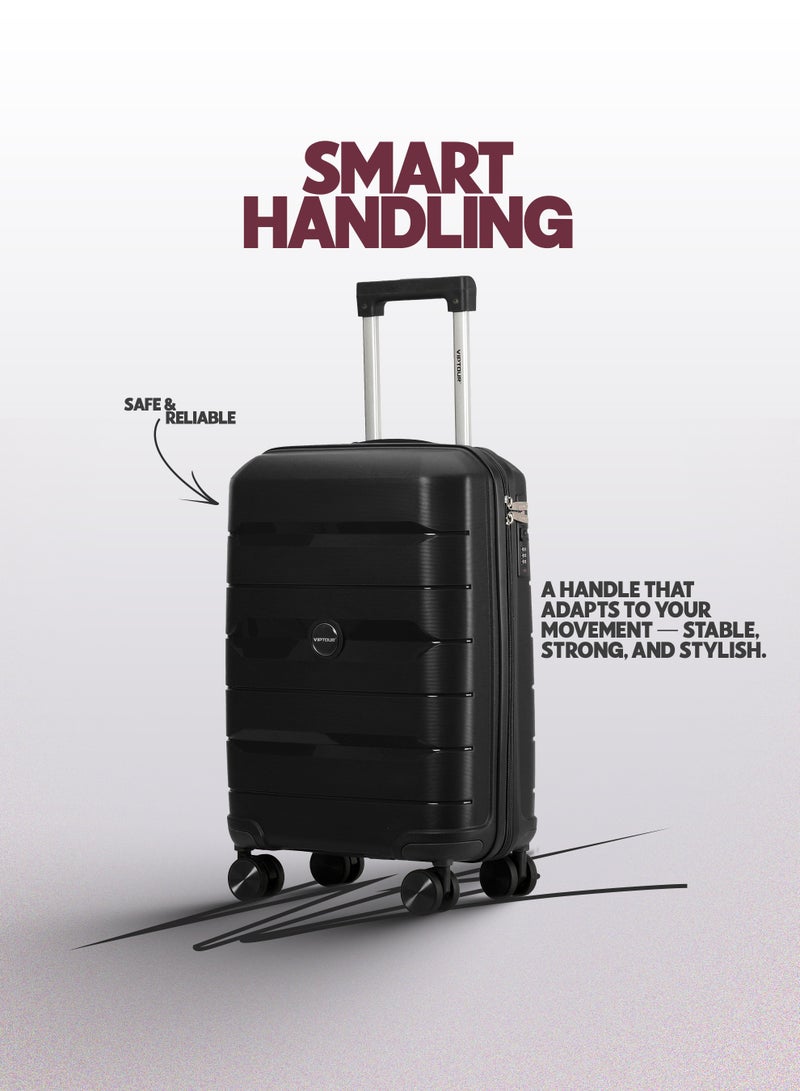 VIPTOUR PP Hardside Cabin Luggage – 360° Spinner Wheels, TSA Lock, Telescopic Handle - Image 2