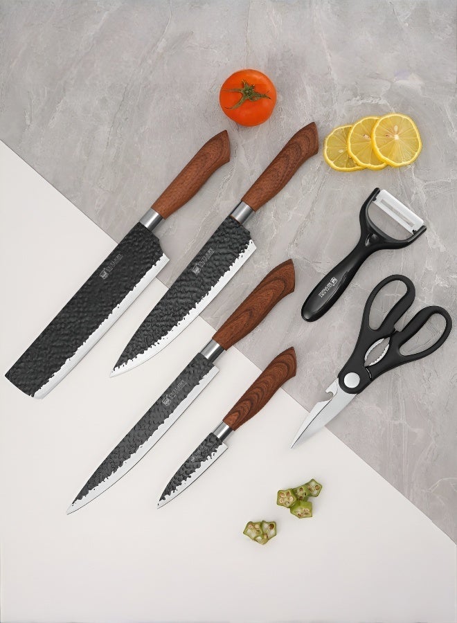 Knife set European style black blade 6-piece set chef bread kitchen shears fruit knife Yangjiang knife manufacturer  - Image 4