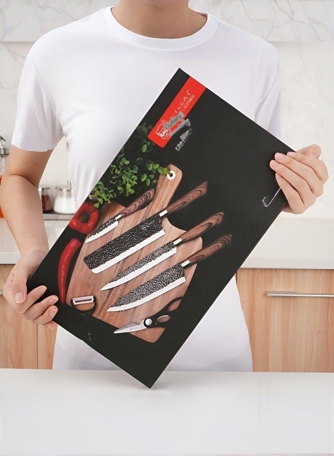 Knife set European style black blade 6-piece set chef bread kitchen shears fruit knife Yangjiang knife manufacturer  - Image 3