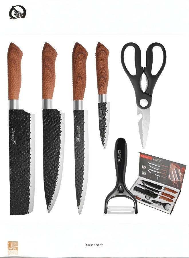 Knife set European style black blade 6-piece set chef bread kitchen shears fruit knife Yangjiang knife manufacturer  - Image 1
