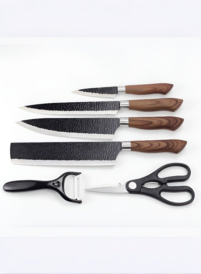 Knife set European style black blade 6-piece set chef bread kitchen shears fruit knife Yangjiang knife manufacturer  - Image 2