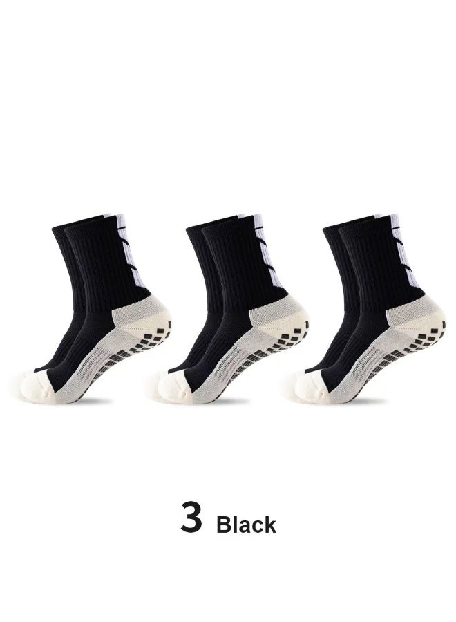 3 Pairs Grip Socks Football Men Women Anti Slip Sports Grip Socks Breathable Anti Blister Rubber Pads Non Slip Basketball Socks Athletic Grippy Socks For Soccer Running Hiking Boxing Rugby - Image 1