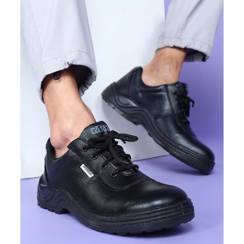Liberty Warrior Cassino Safety Shoes for Men, Steel Toe, Genuine Leather, Light Weight, PU Sole, Black, Sizes-5UK-11UK - Image 3