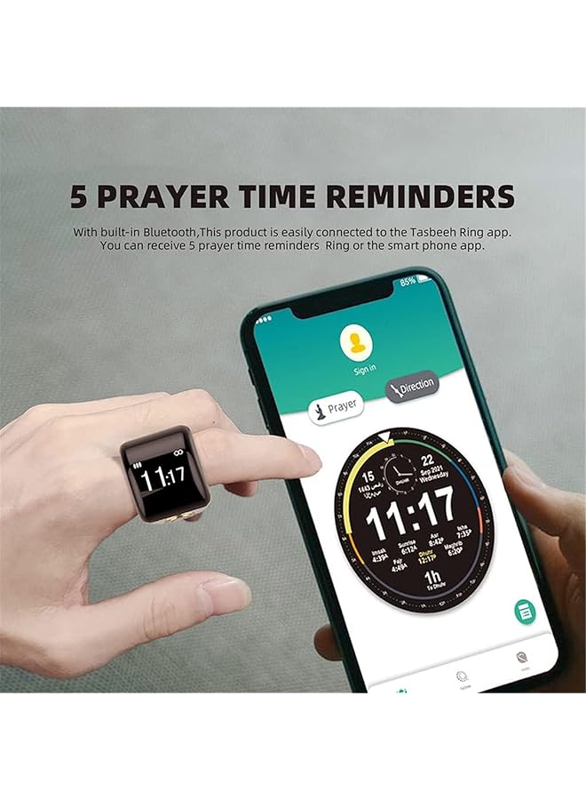 erorex Smart Tasbih Prayer Counter Ip7 Waterproof Smart Ring 5 Prayer Time Reminder Oled Display Custom Count Setting Counter For All Ages 18 20 22Mm - Image 2