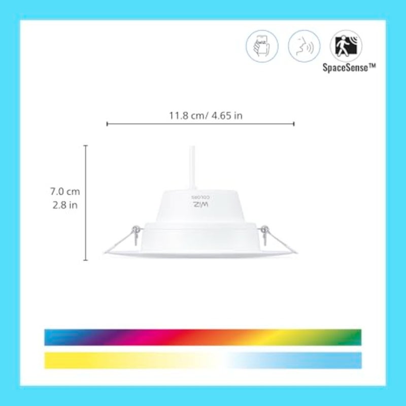 WiZ Connected Color High Lumen 6 Retrofit Downlight for residential and commercial lighting, aluminum housing, white finish, 2700K6500K + RGB with 16M colors, smart app and voice control, no hub required - Image 2
