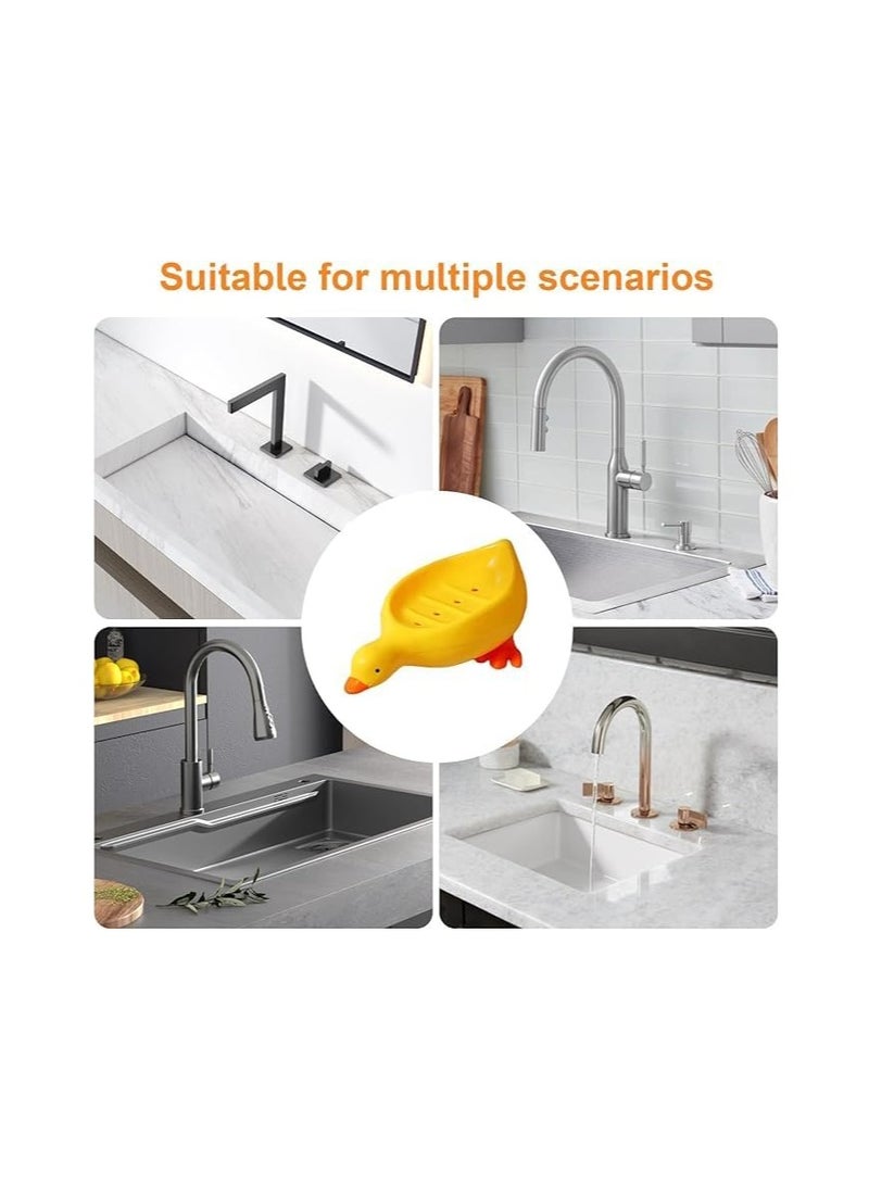 Soap Dishes for Bathroom - Duck Draining Bathroom Soap Dishes,Cute Bathroom Soap Dishes, Family Large Soap Box, Bar Soap Holder for Shower Room, Bathtub With Small Hole To Drain Water (White) - Image 5