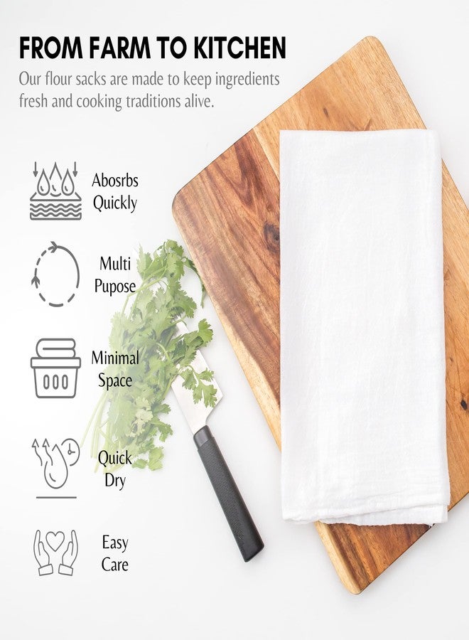 GOLD TEXTILES White Flour Sack Towels (12 Pack - 28x28) 100% Cotton Kitchen Towels – Multipurpose, Soft & Absorbent, Quick Dry with Easy Care - Image 3