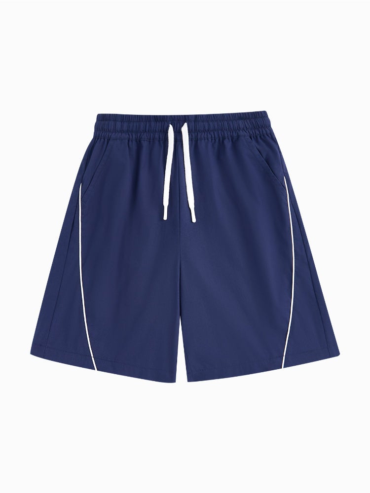 بالابالا شورت كاجوال - تفاصيل خطوط بلون متباين، جيوب وخصر مطاطي مع رباط قابل للتعديل للأولاد - Image 1