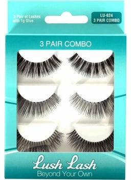 Lush Lash False Eyelashes, 3 Pair Combo 3 Pairs False Lash Lu-624 