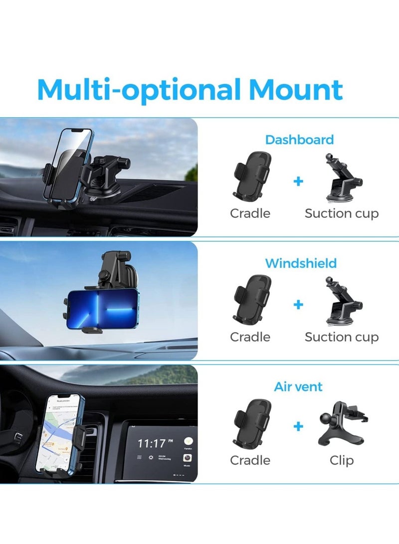 ELTRAZONE Car Phone Holder, Air Vent Mount, Dashboard Phone Holder Auto Suction Cup for Windshield/Smooth Desktop/Tile Wall, 360° Rotation&Extended Arm, Compatible with iPhone, Samsung, All 4''-7'' - Image 4