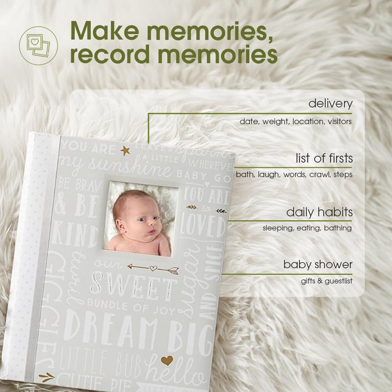 Lil Peach Lil' Peach First 5 Years Baby Memory Book, Newborn Milestone Keepsake Journal Scrapbook, Gift For New And Expecting Parents, 46 Fill In Pages, Gray - Image 5