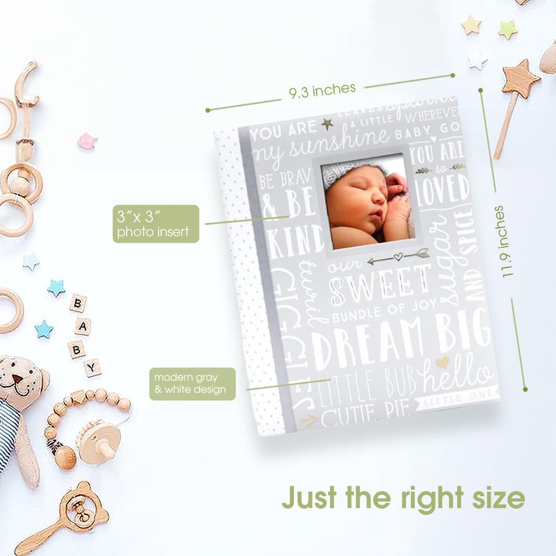 Lil Peach Lil' Peach First 5 Years Baby Memory Book, Newborn Milestone Keepsake Journal Scrapbook, Gift For New And Expecting Parents, 46 Fill In Pages, Gray - Image 2