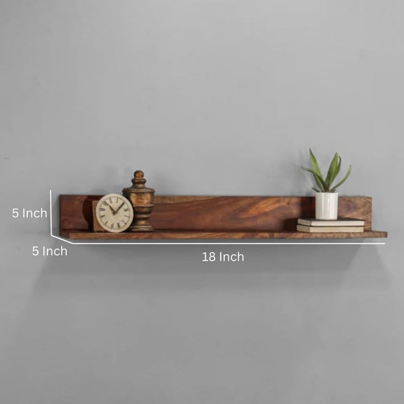 carpentray 1 Set 18 Inch Long Floating Shelf for Wall Natural Walnut Wood Wall Shelves Picture Ledge Wall Bookshelf for Living Room Bedroom Kitchen Office Home Dcor 18 Inch Long - Image 2