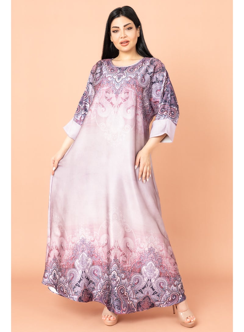 اكسا جلابية جلباب بتصميم عصري وردي - Image 1