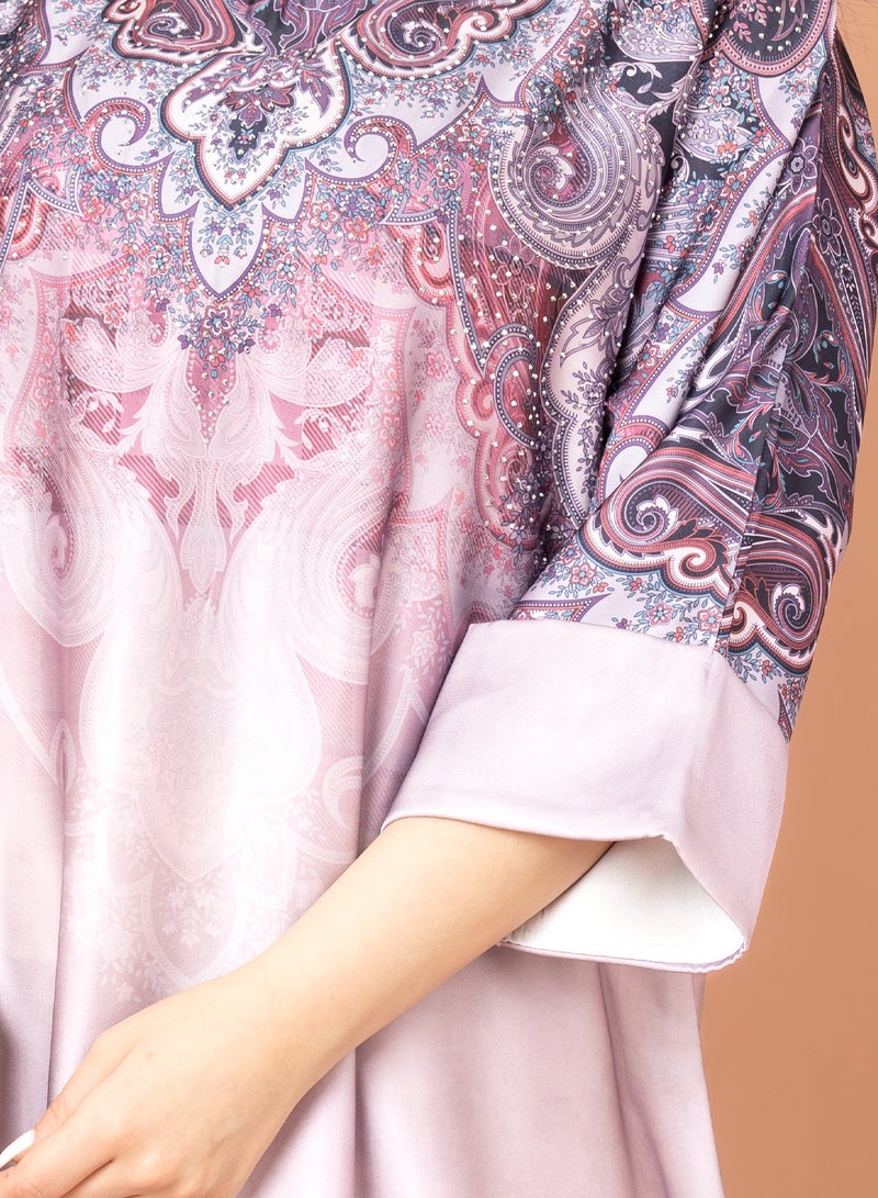 اكسا جلابية جلباب بتصميم عصري وردي - Image 2