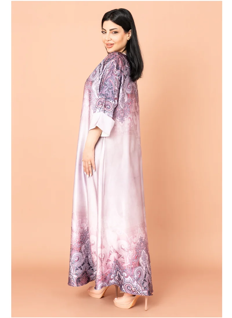 IKKXA Abstract Design Modern Jalabiya IK1005 Pink
