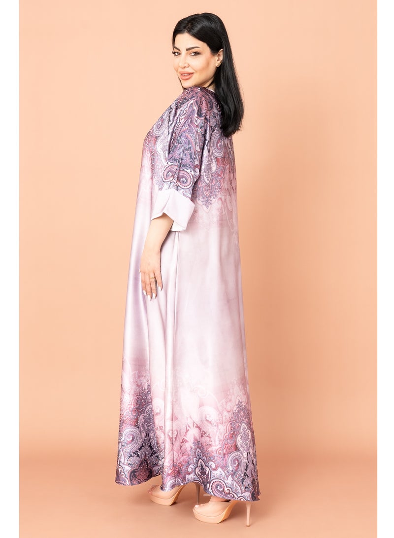 اكسا جلابية جلباب بتصميم عصري وردي - Image 3