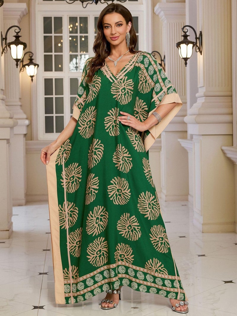 KECVOT Kaftan Dresses for Women V Neck Batwing Sleeve Plus Size Caftans Swimwear Coverups Maxi Beach Dresses - Image 2