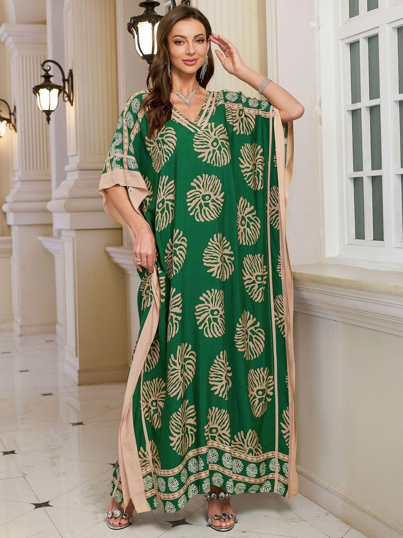 KECVOT Kaftan Dresses for Women V Neck Batwing Sleeve Plus Size Caftans Swimwear Coverups Maxi Beach Dresses - Image 5
