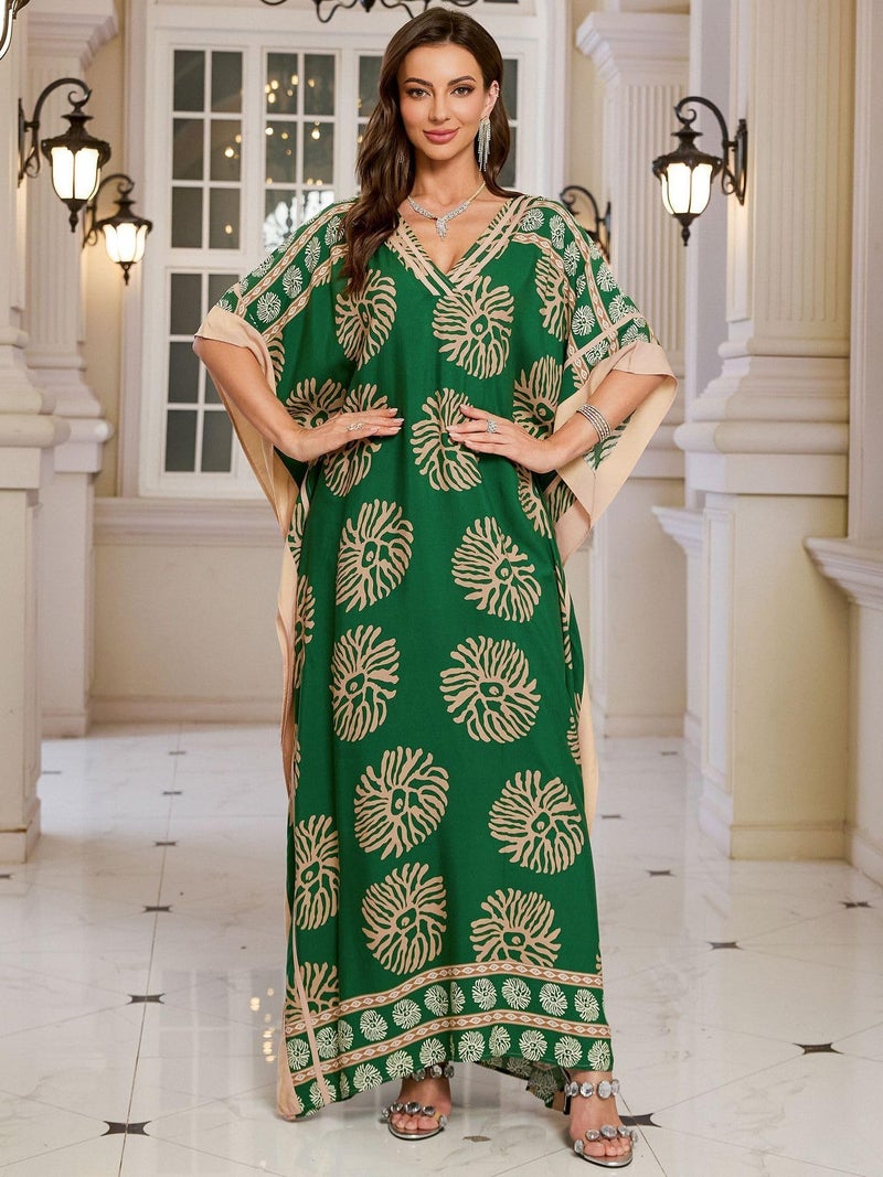 KECVOT Kaftan Dresses for Women V Neck Batwing Sleeve Plus Size Caftans Swimwear Coverups Maxi Beach Dresses - Image 3