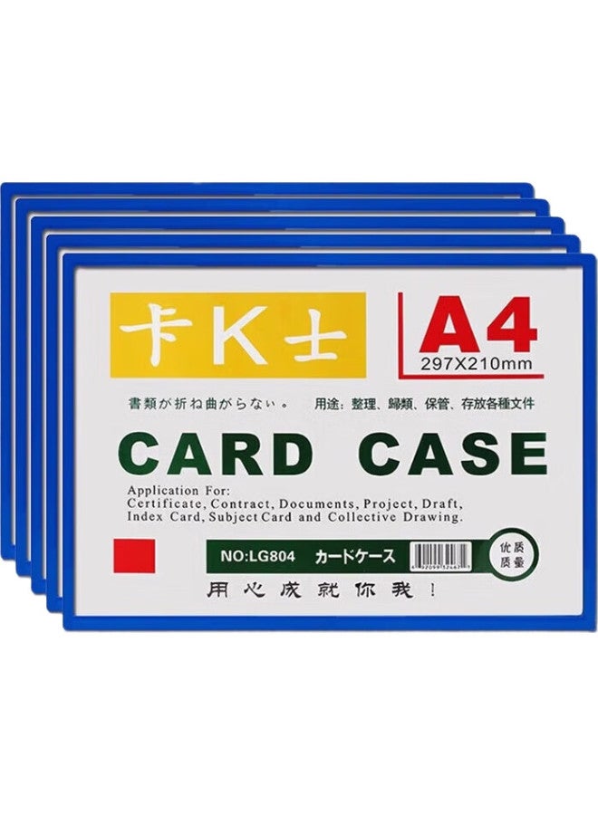 Oumai Card Holder, Magnetic Hard Plastic Sleeve, File Display Holder, Magnetic Card Holder, File Protector, Magnetic Label, Indicator Sign, A4 Blue, 5 Pieces - Image 1