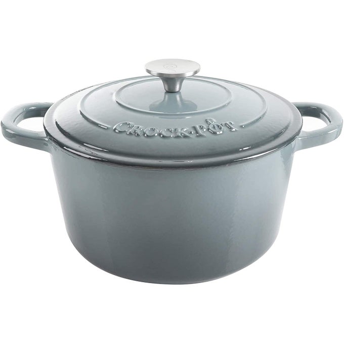 CROCK POT ARTISAN 5 QUART ENAMELED CAST IRON ROUND DUTCH OVEN SLATE GRAY