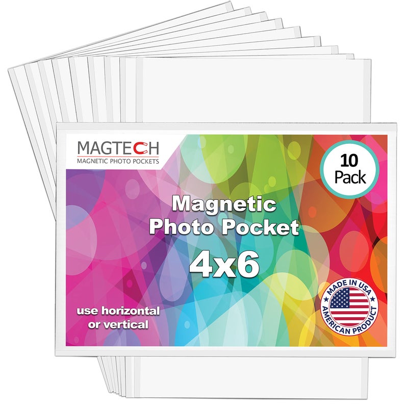 Magtech Magnetic Pocket Picture Frame, White, Holds 4 x 6 Inches Photos, 10, Made in the USA Pack (14610) - Image 1
