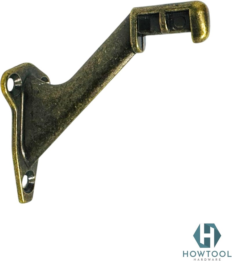 HOWTOOL Handrail Brackets Wall Mounted Antique Brass Zinc Stair Railing Support with Matching Screws, Decorative Stair Hardware, 3 Pack - Image 3