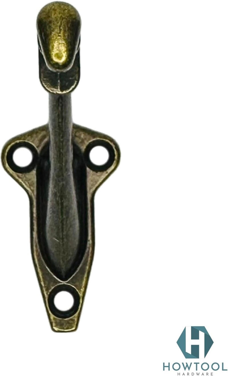 HOWTOOL Handrail Brackets Wall Mounted Antique Brass Zinc Stair Railing Support with Matching Screws, Decorative Stair Hardware, 3 Pack - Image 2