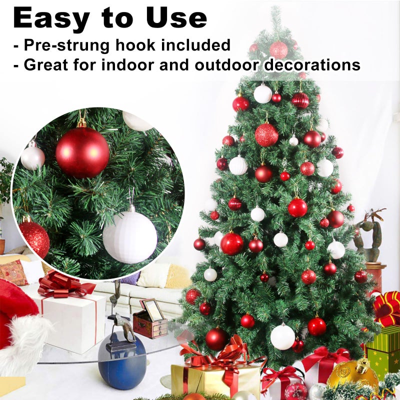 GameXcel Red & White 3.2"" Large Christmas Balls - Christmas Tree Decoration Ornaments Shatterproof Hanging Balls for Birthday Halloween Holiday Wedding Decorations Set of 10pcs - Image 5