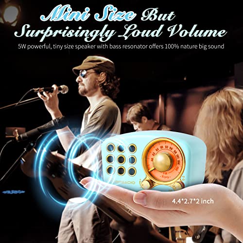 Greadio Retro Bluetooth Speaker, Vintage Radio-Greadio FM Radio with Old Fashioned Classic Style, Strong Bass Enhancement, Loud Volume, Bluetooth 5.0 Wireless Connection, TF Card and MP3 Player (Blue) - Image 2