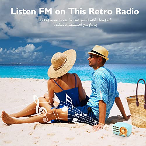 Greadio Retro Bluetooth Speaker, Vintage Radio-Greadio FM Radio with Old Fashioned Classic Style, Strong Bass Enhancement, Loud Volume, Bluetooth 5.0 Wireless Connection, TF Card and MP3 Player (Blue) - Image 5